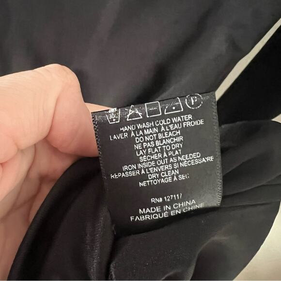 One33 Social Black Asymmetric Faux Fur-Trimmed Crepe Mini Dress - Picture 8 of 9